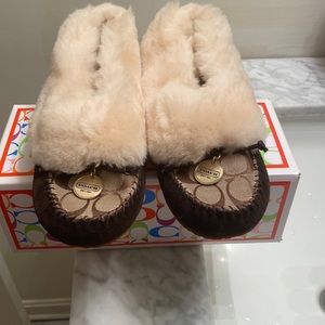 Beautiful new coach moccasin slippers